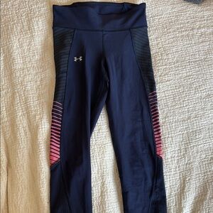 Under Armour Dark Blue Leggings with Pink Stripes